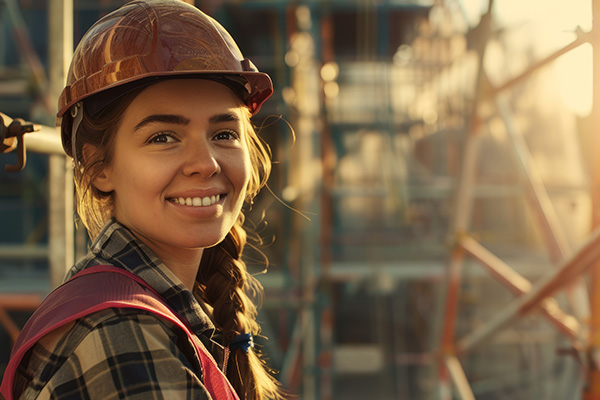 Junge Auszubildende als Gerüstbauerin